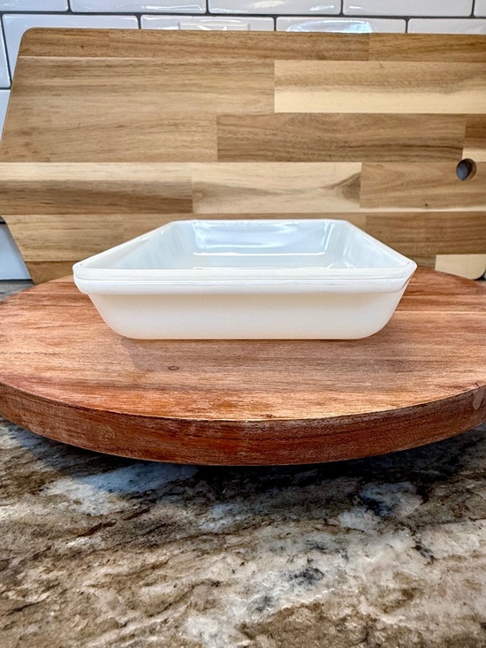 Pyrex Turquoise Snowflake on White Rectangular Casserole 548 - 1 1/4 Qt Vintage - Picture 2 of 11